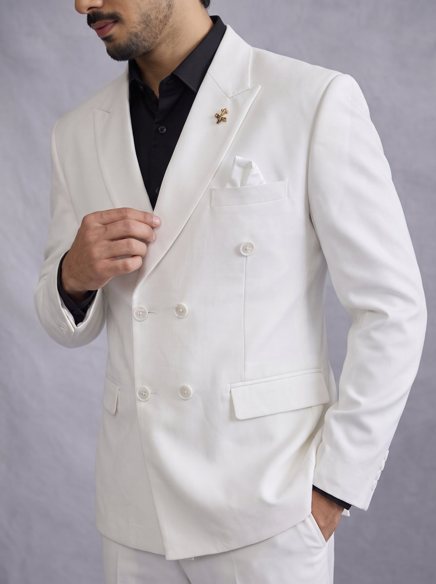 Club AK Premium White Double Breasted Blazer for Men | Luxury Wedding Wear