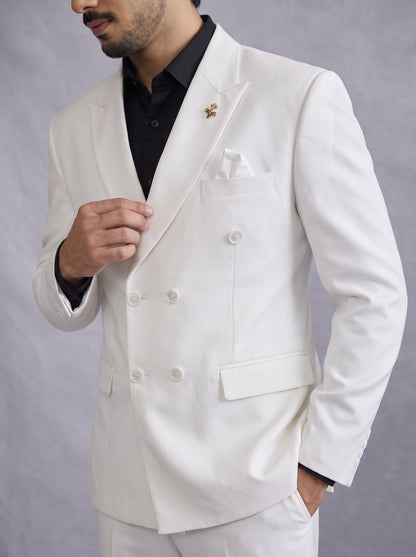 Club AK Premium White Double Breasted Blazer for Men | Luxury Wedding Wear