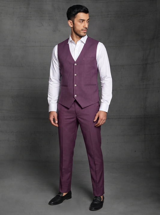 Club AK Plum Purple 3 Piece Suit for Men | Luxury Wedding Wear