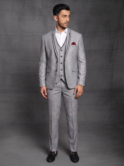 Club AK Designer Grey 3 Piece Suit | Men's Formal Wedding & Reception Wear