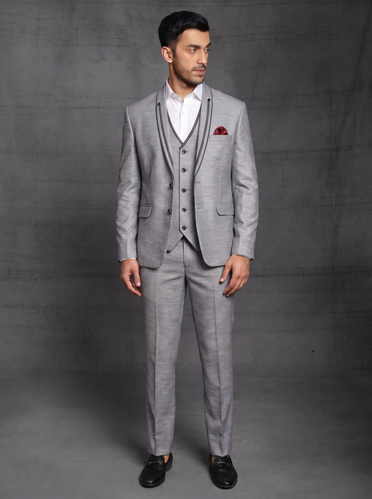 Club AK Designer Grey 3 Piece Suit | Men's Formal Wedding & Reception Wear