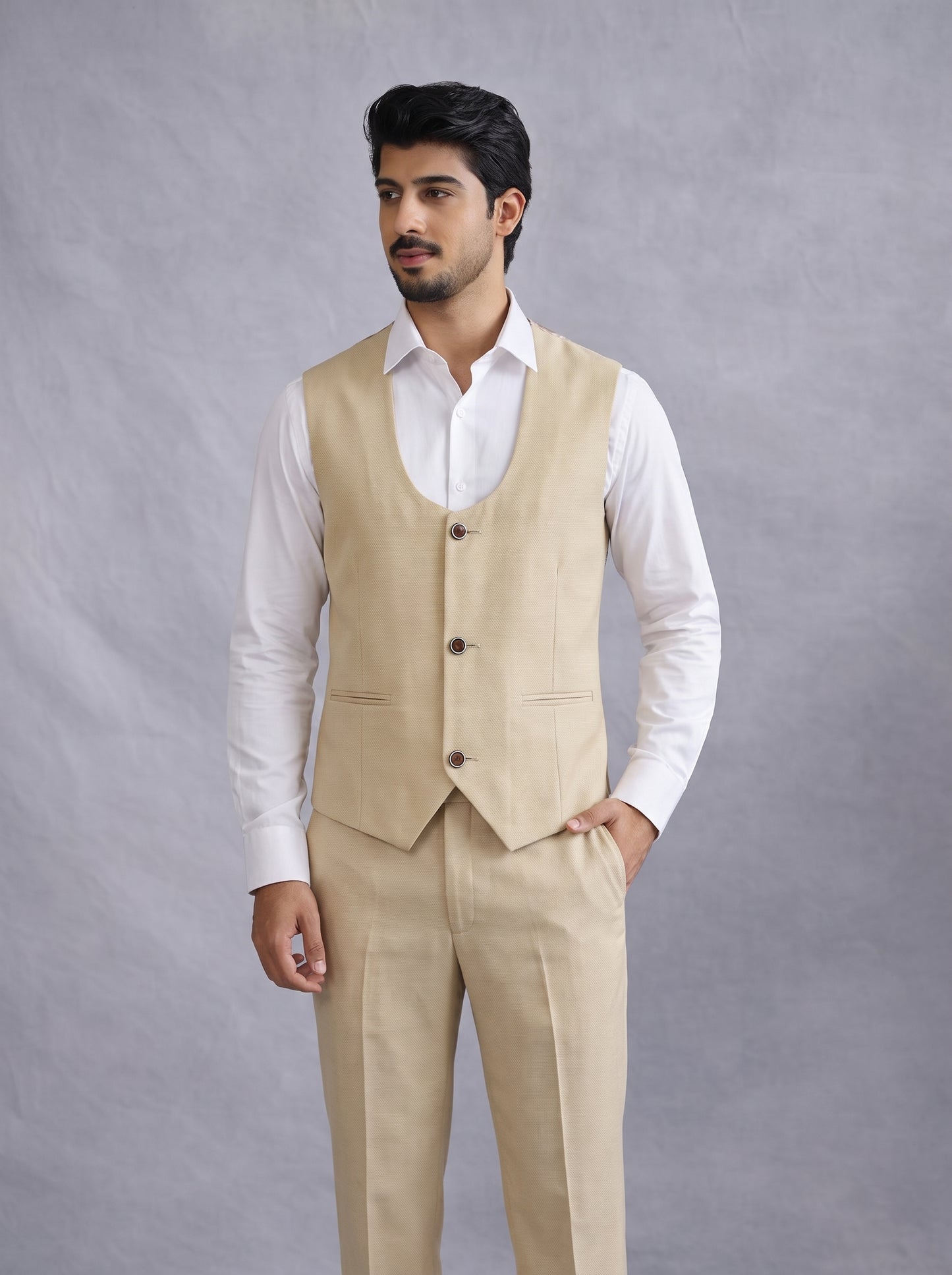 Club AK Luxury Cream Wedding Suit | Premium Groom Collection