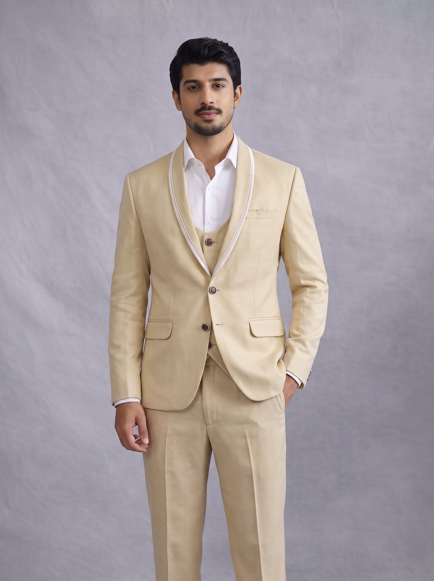 Club AK Luxury Cream Wedding Suit | Premium Groom Collection