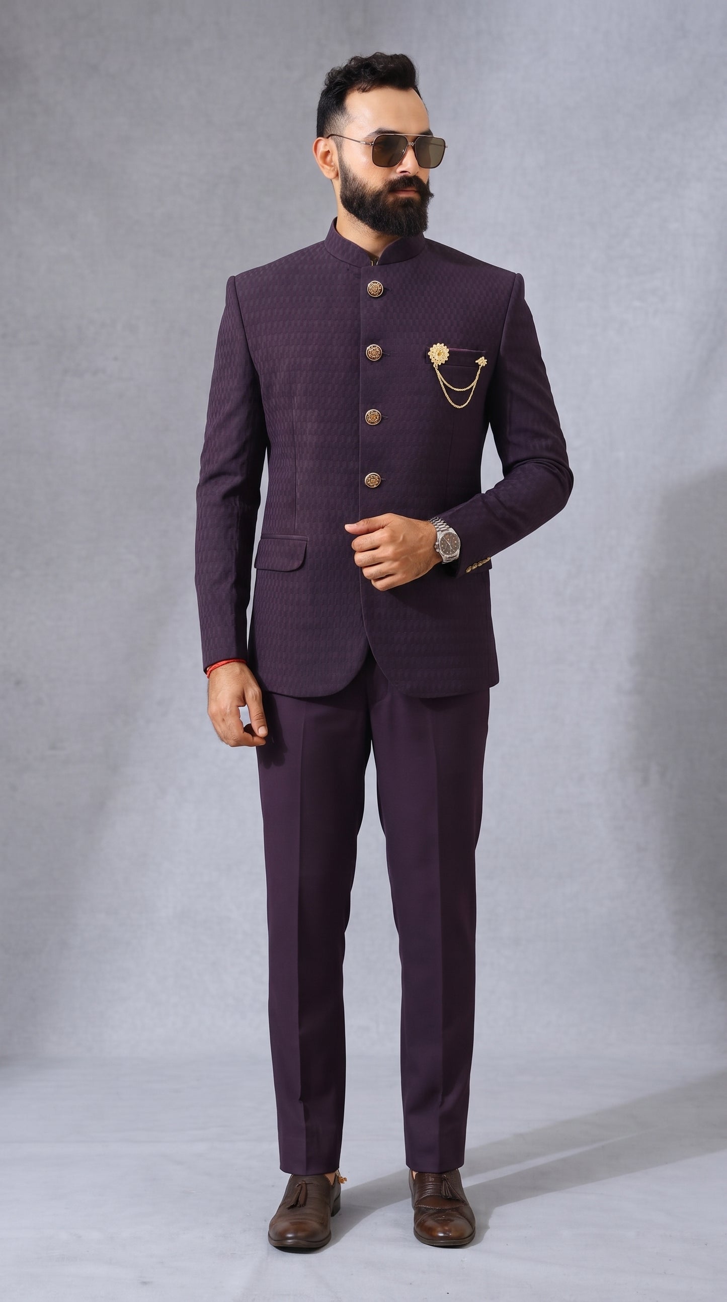 Club AK Men's Textured Jodhpuri Suit | Designer Bandhgala Wedding Suit