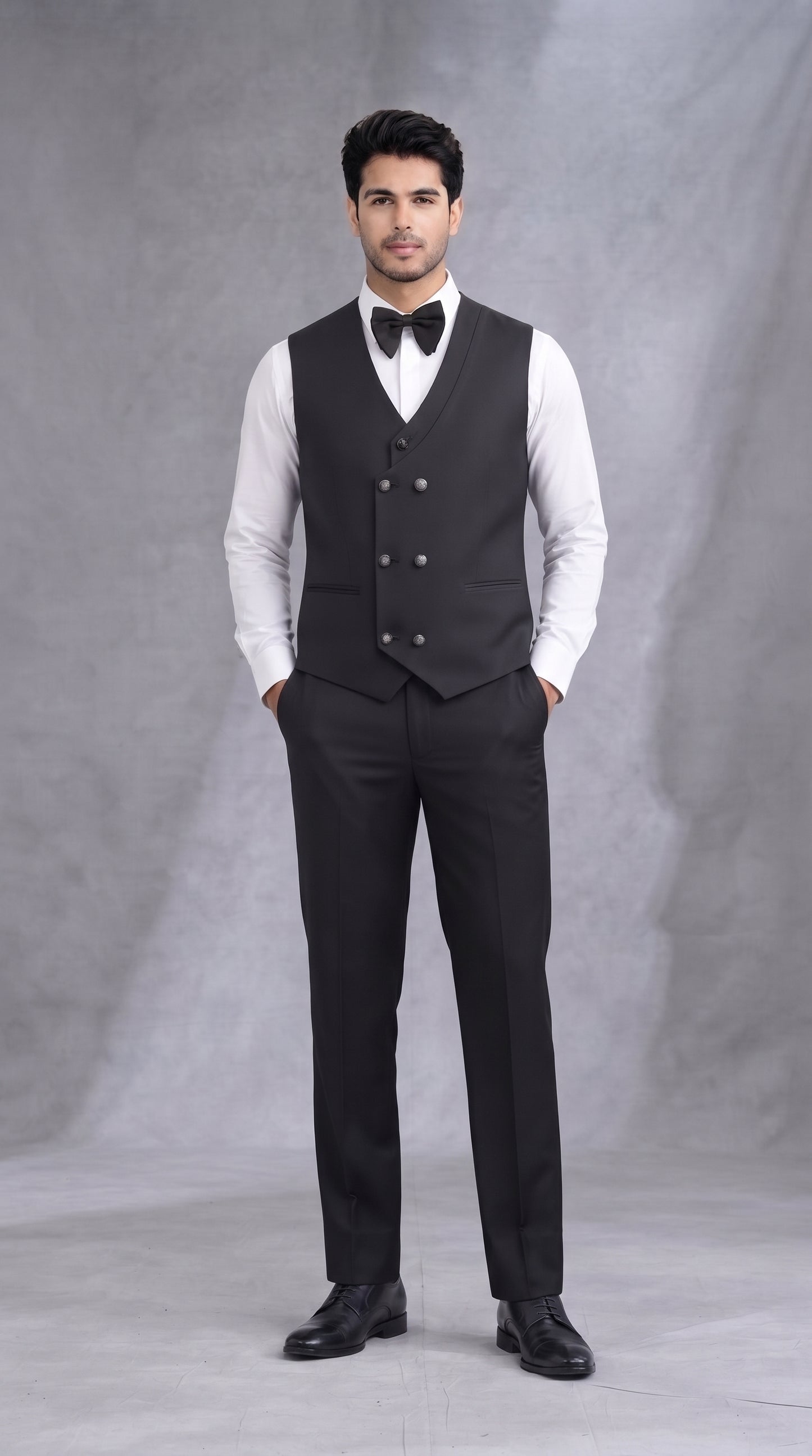 Club AK Jet Black Embroidered Tuxedo Suit for Men with Satin Shawl Lapel | Luxury Wedding & Evening Wear