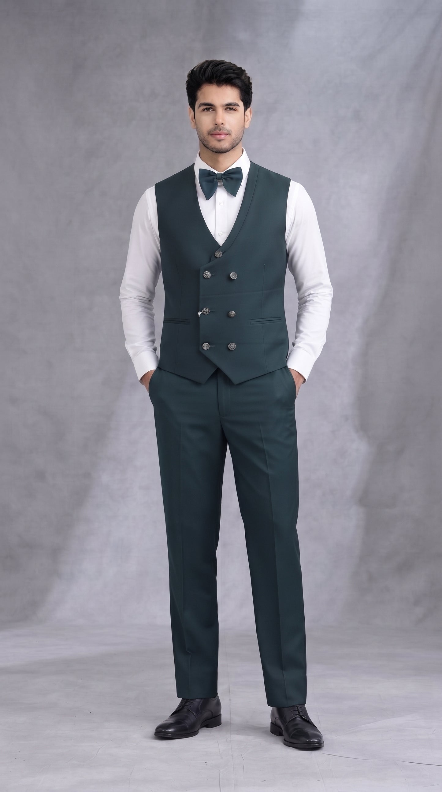 Club AK Emerald Green Embroidered Tuxedo Suit for Men with Satin Shawl Lapel | Premium Groom Tuxedo