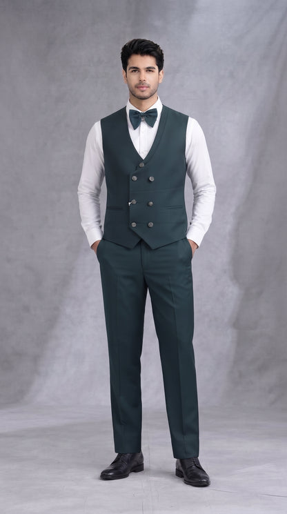 Club AK Emerald Green Embroidered Tuxedo Suit for Men with Satin Shawl Lapel | Premium Groom Tuxedo