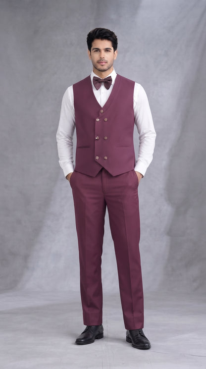Club AK Wine Embroidered Tuxedo Suit for Men with Satin Shawl Lapel | Designer Wedding Suit