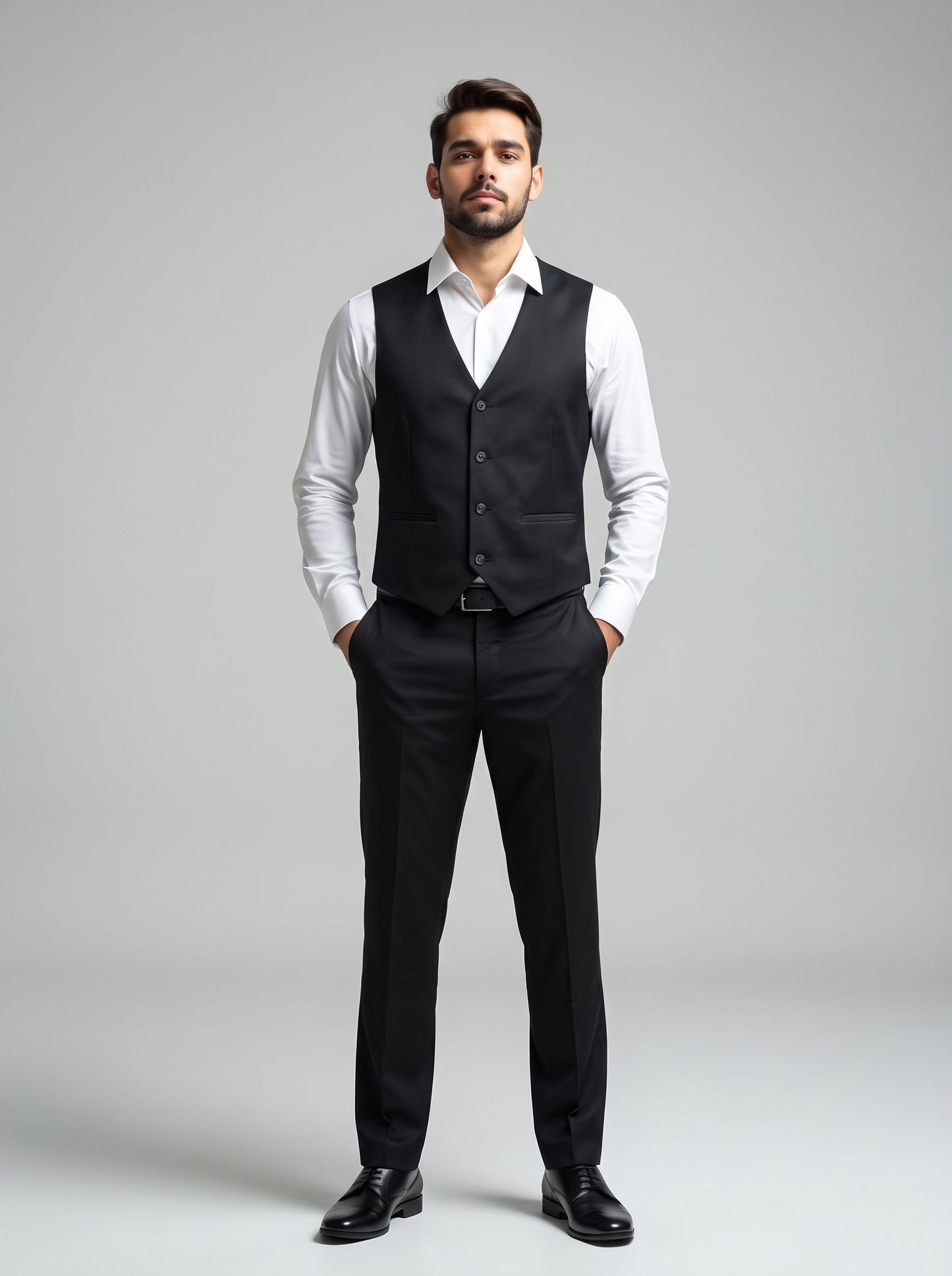 Club AK Men's Premium Black Embellished Three-Piece Tuxedo Suit with Satin Shawl Lapel