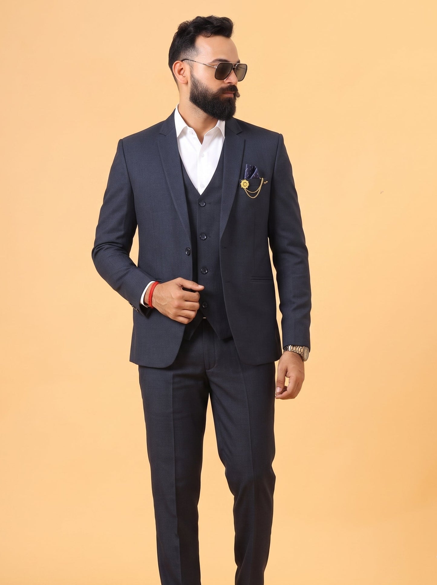 Club AK Men's Charcoal Grey 3 Piece Suit for Men | Premium Slim Fit Blazer, Waistcoat & Trouser Set