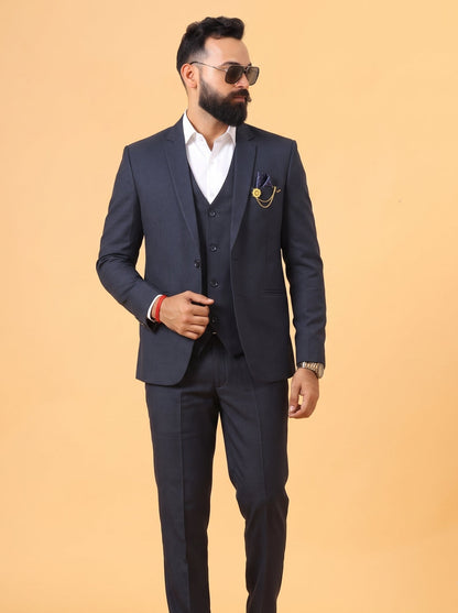 Club AK Men's Charcoal Grey 3 Piece Suit for Men | Premium Slim Fit Blazer, Waistcoat & Trouser Set