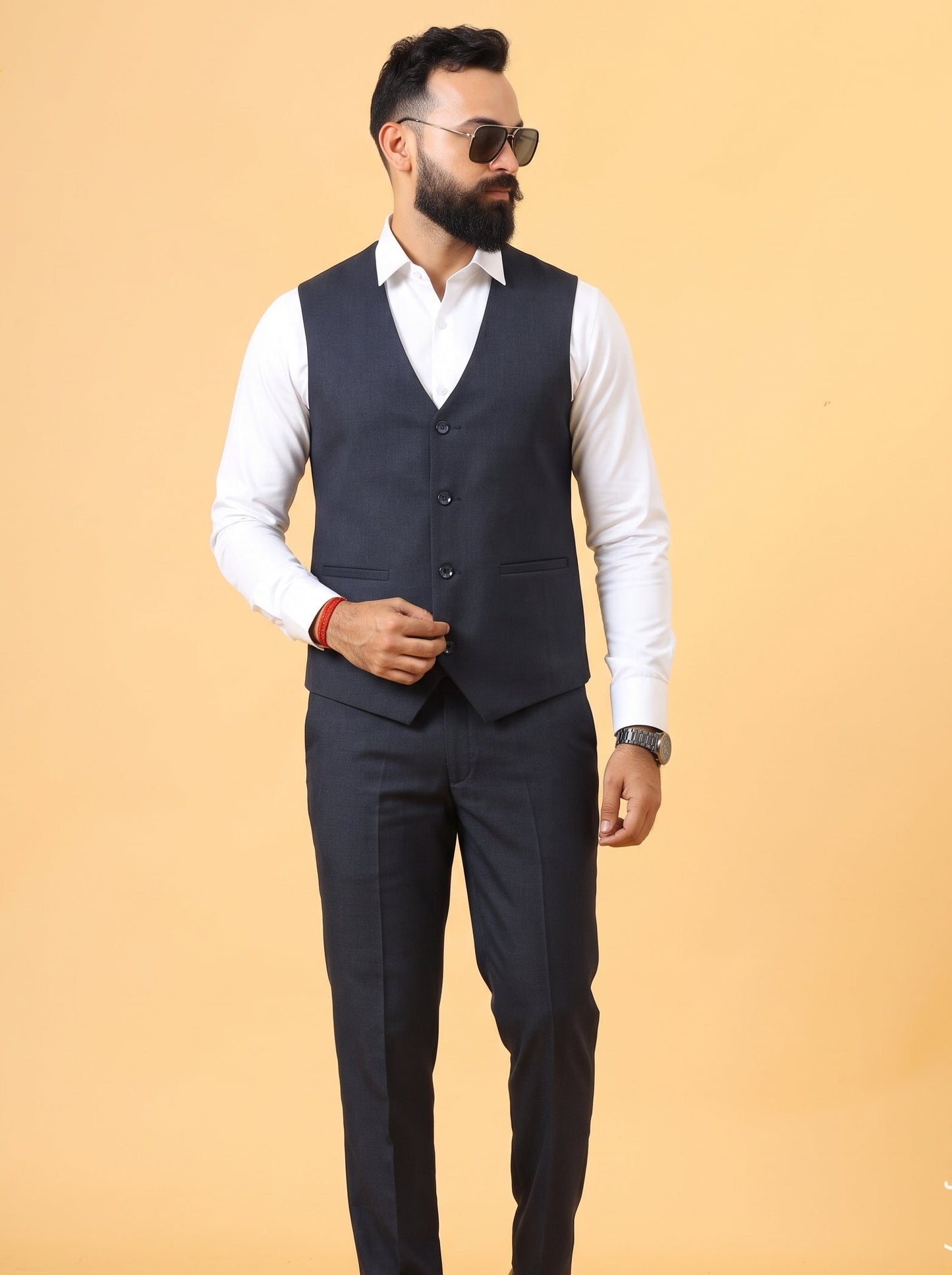 Club AK Men's Charcoal Grey 3 Piece Suit for Men | Premium Slim Fit Blazer, Waistcoat & Trouser Set