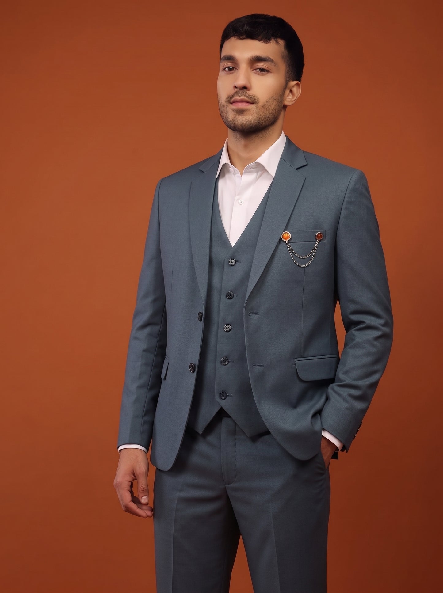 Club AK Men's Elegant Slate Grey Formal Suit