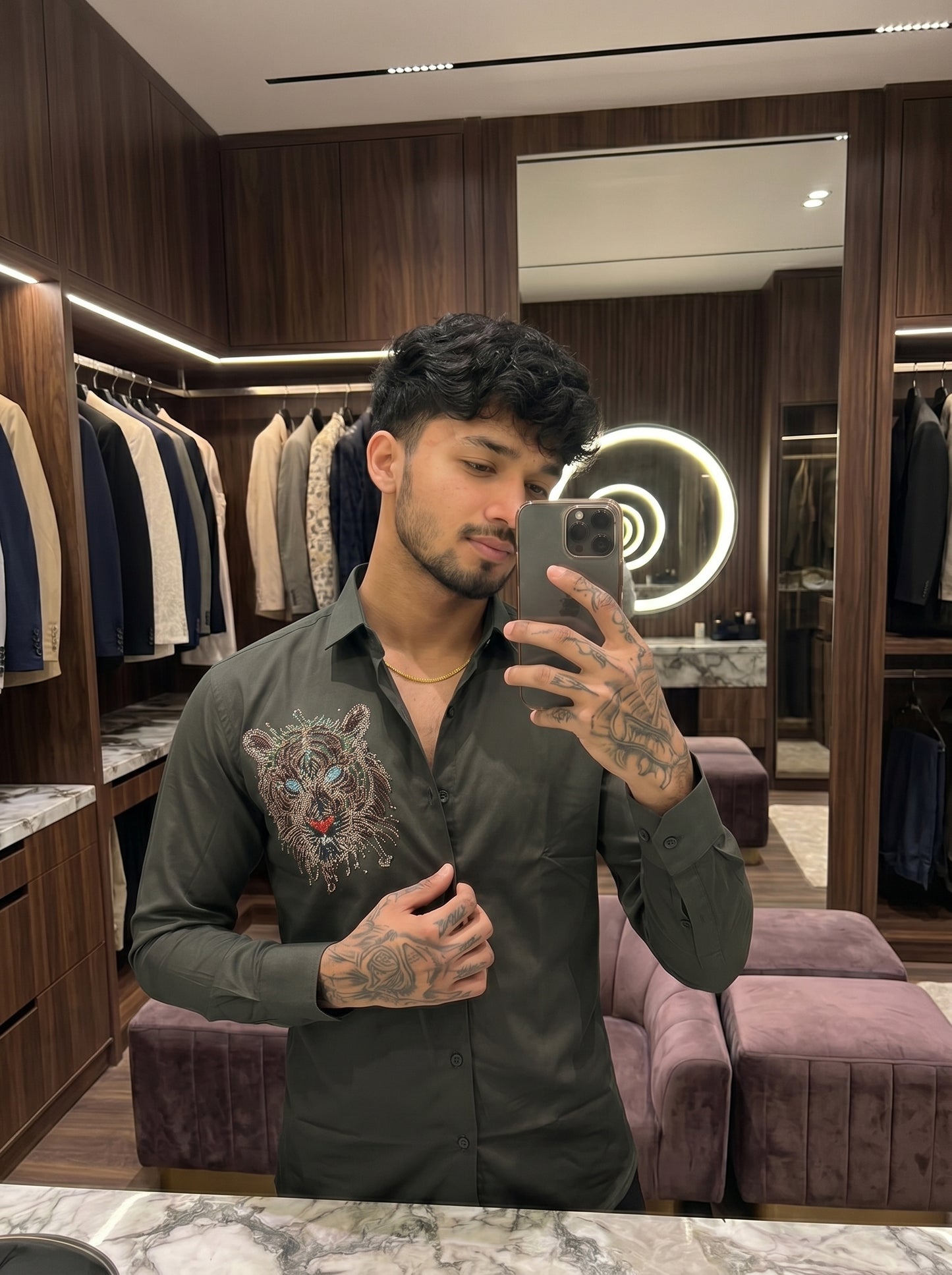 Club Ak Japanese Tiger Embroidery Shirt