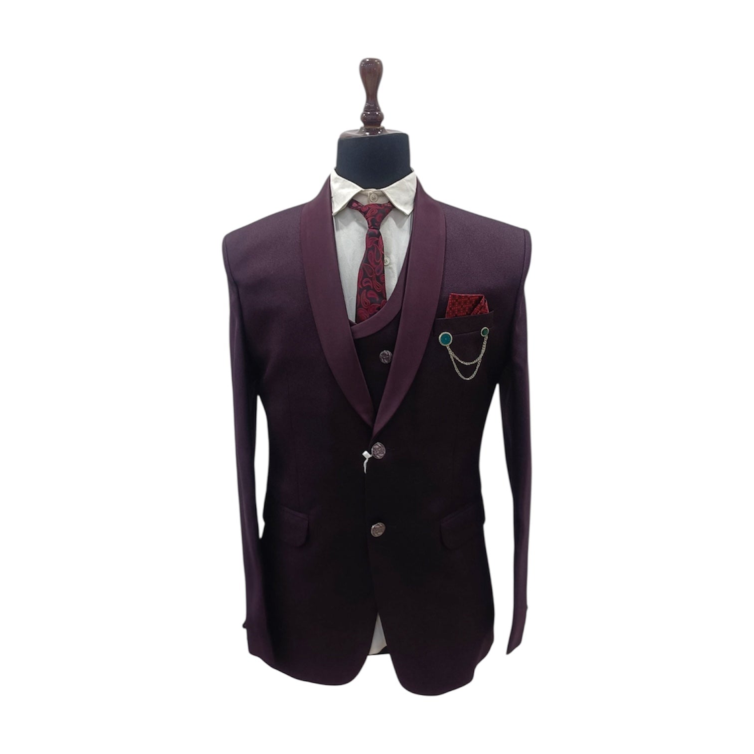 Men's Crep Black Three Piece Suit