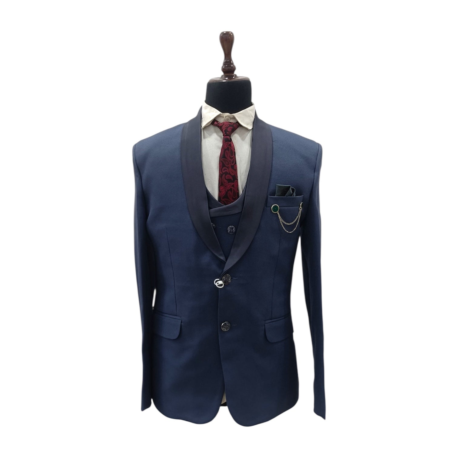 Men's Crep Black Three Piece Suit