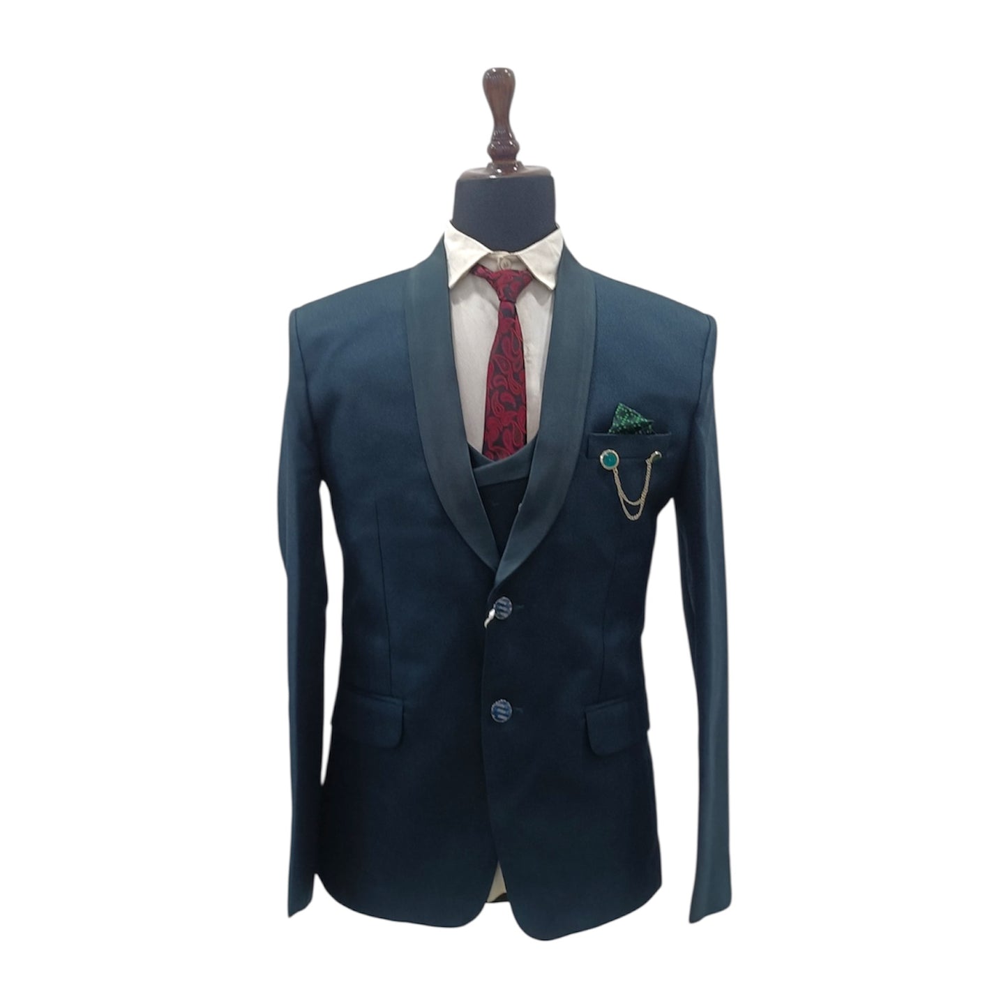 Men's Crep Black Three Piece Suit