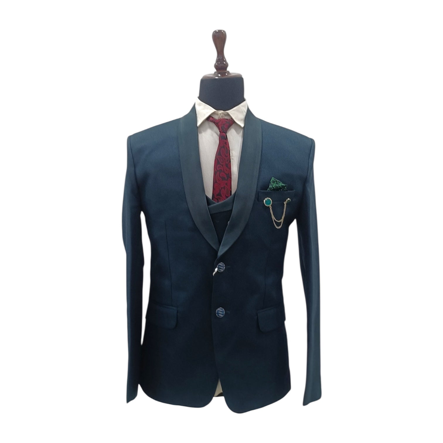 Men's Crep Black Three Piece Suit