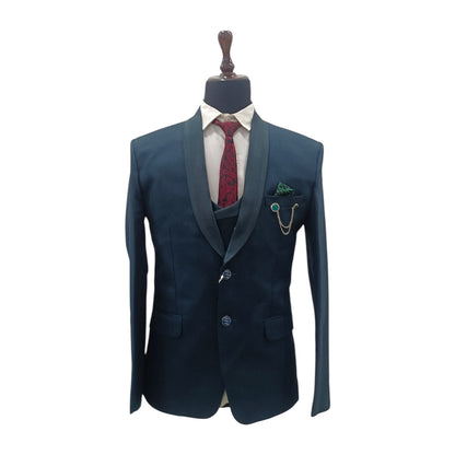 Men's Crep Black Three Piece Suit