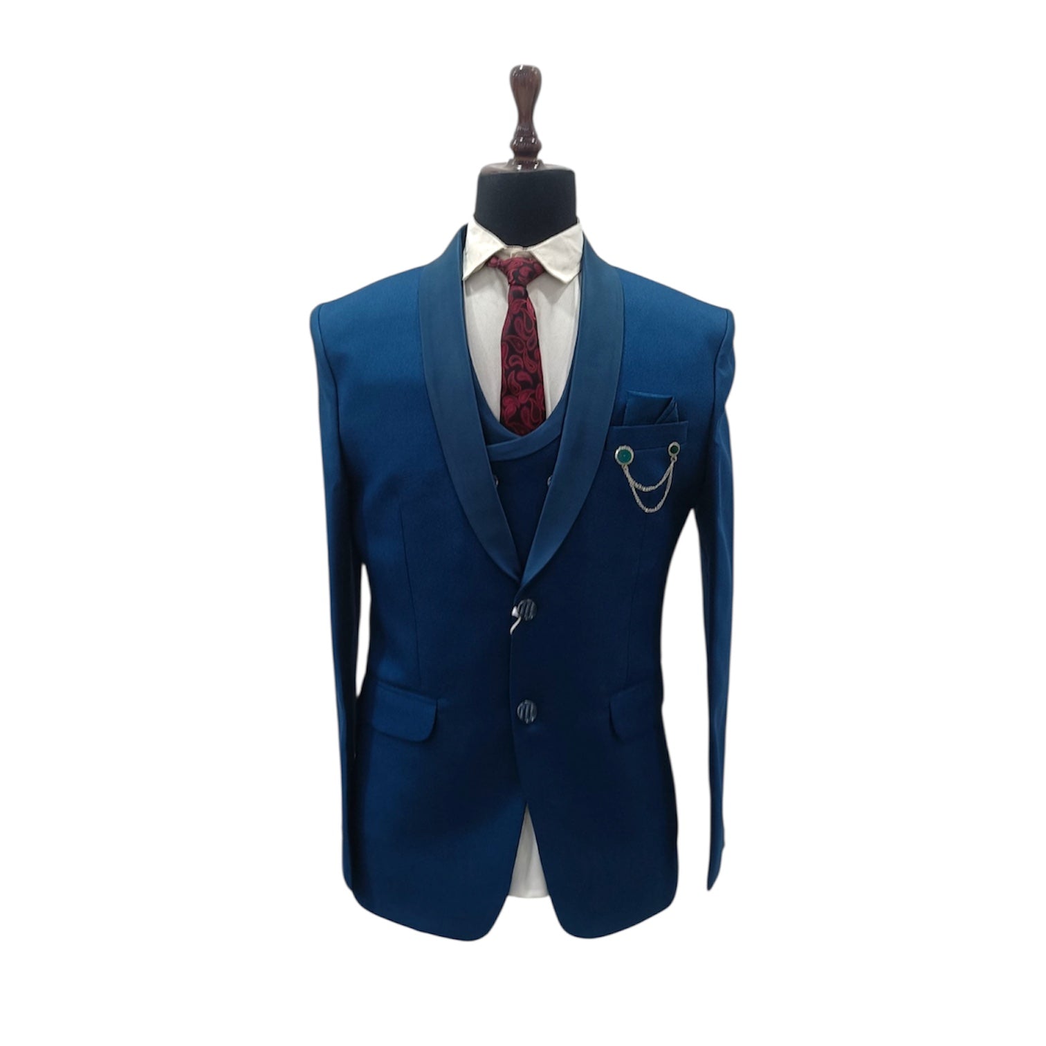 Men's Crep Black Three Piece Suit