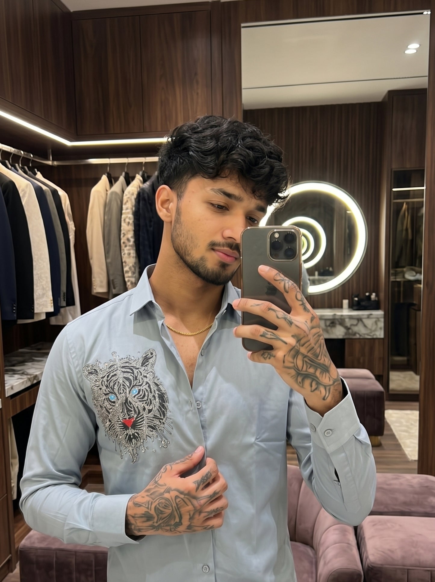 Club Ak Japanese Tiger Embroidery Shirt