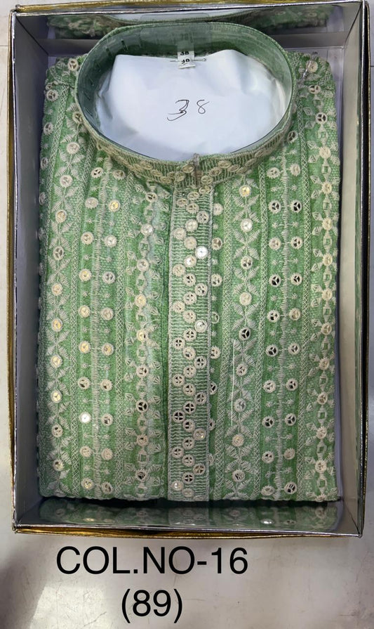 Cotton Silk Embroidery Kurta for men