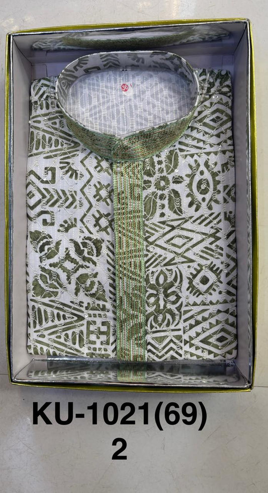 Men's Cotton Silk Embroidery Kurta