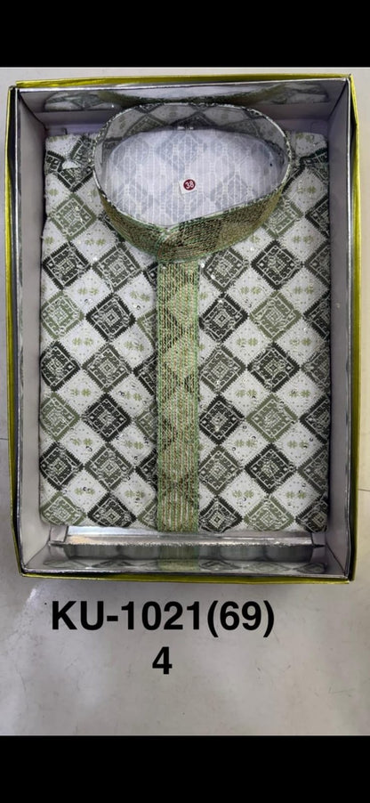 Men's Cotton Silk Embroidery Kurta