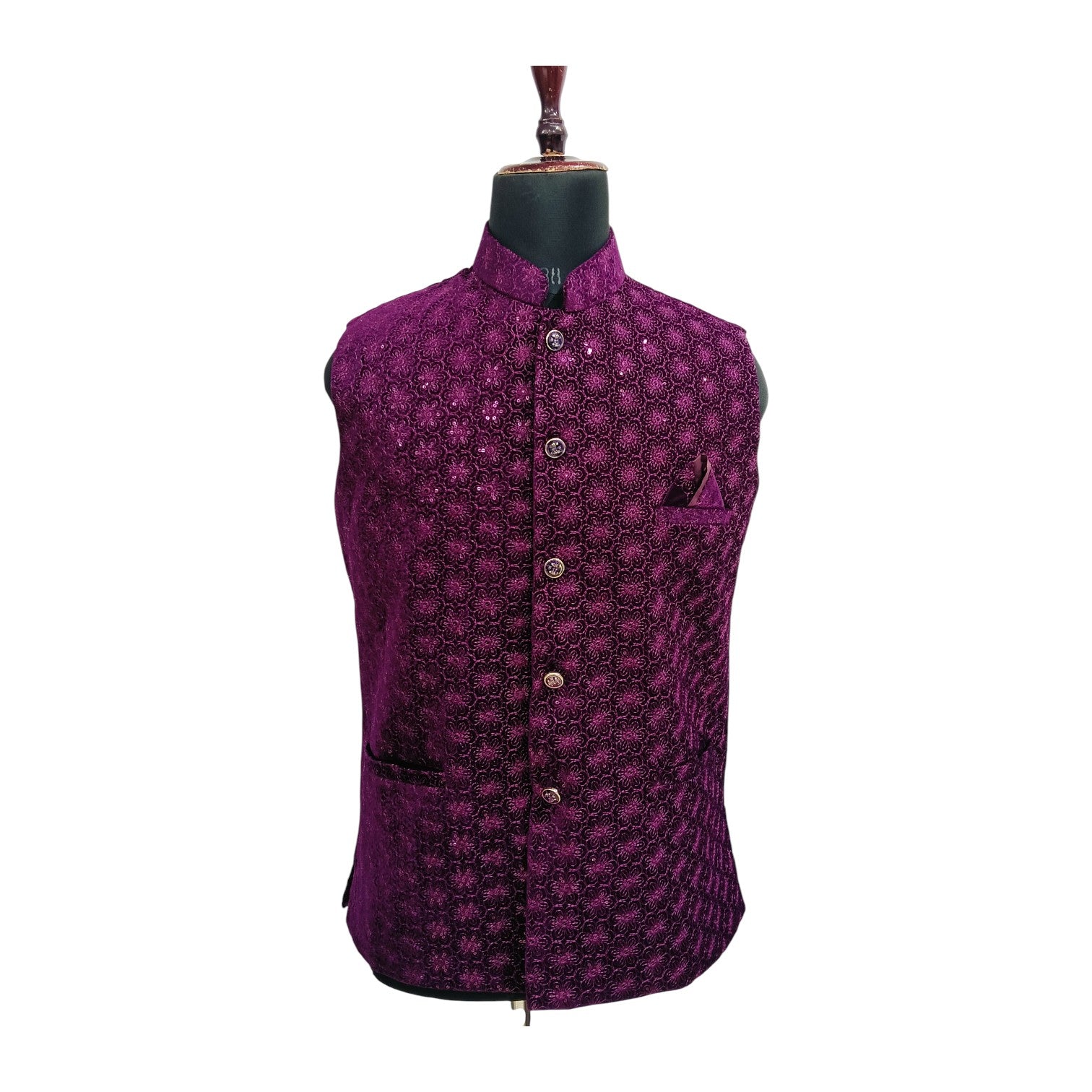 Ethnic Designed Velvet Waistcoat for Men for Festivals