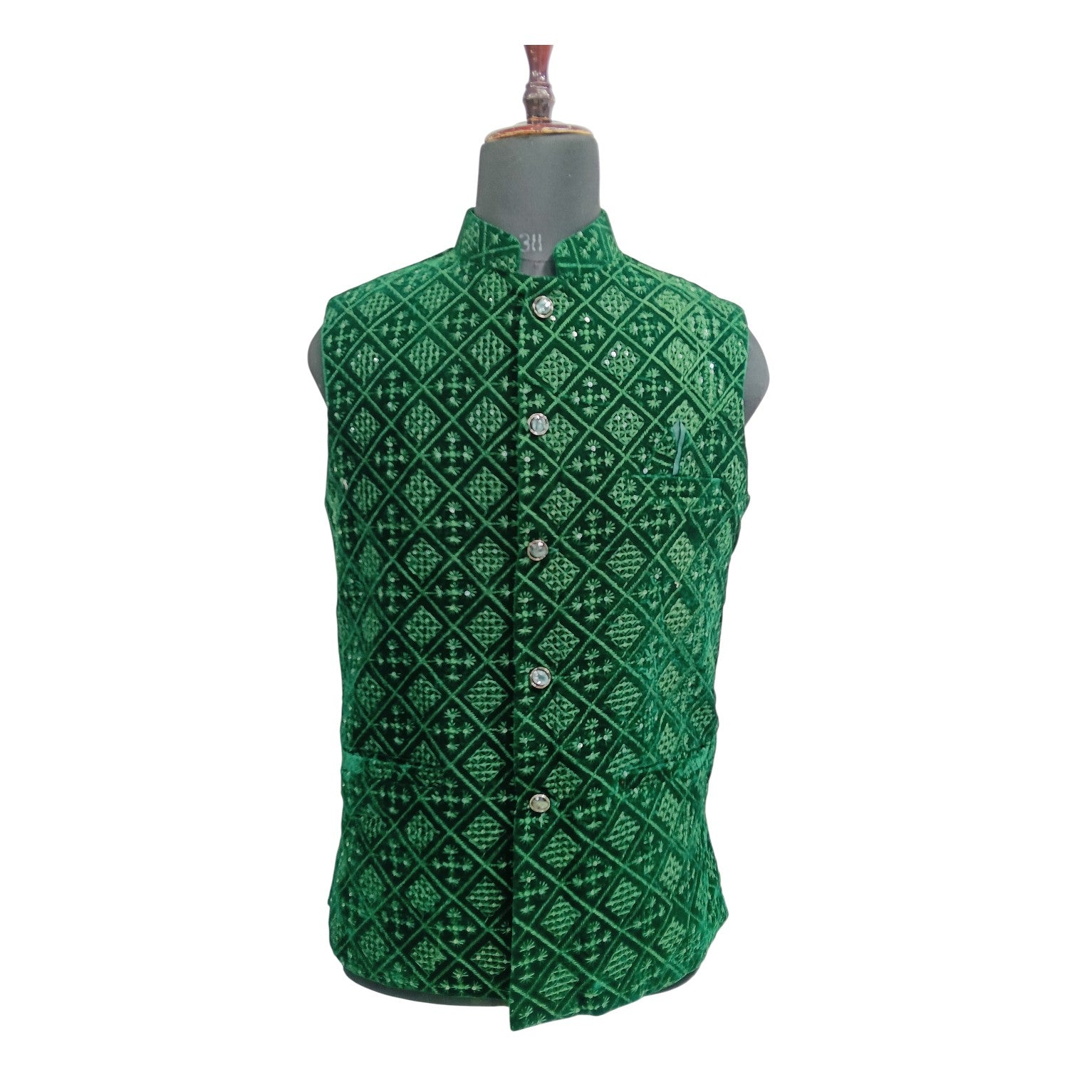 Ethnic Designed Velvet Waistcoat for Men for Festivals
