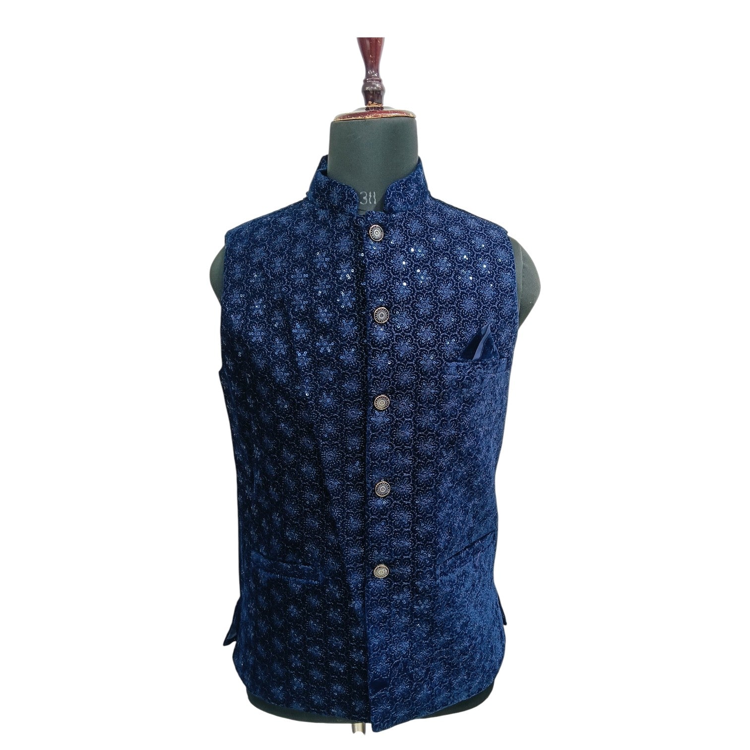 Ethnic Designed Velvet Waistcoat for Men for Festivals