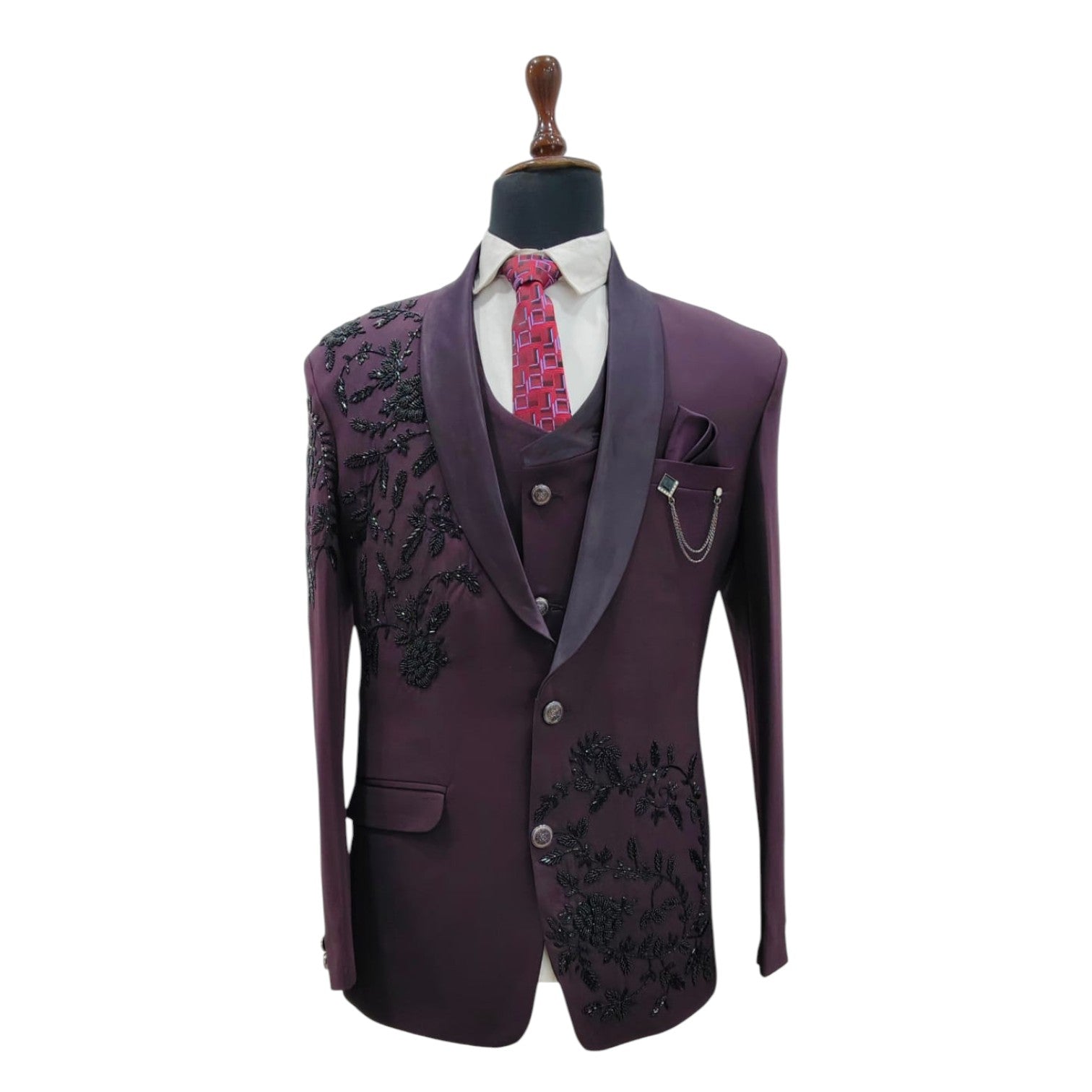 Men’s Handwork Embroidery 3-Piece Suit