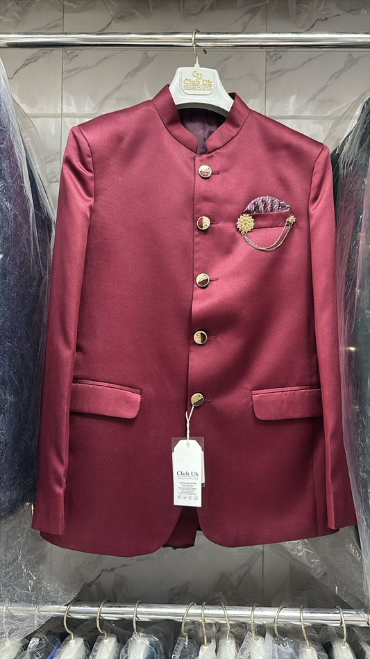Men's Jodhpuri wine Suit With Pant