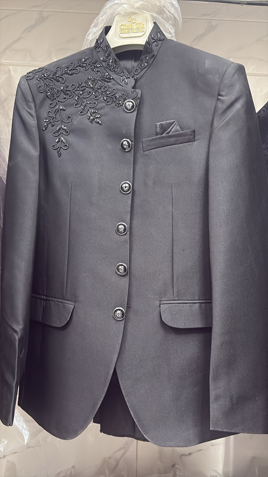 Men's Jodhpuri Black Embroidery Suit With Pant