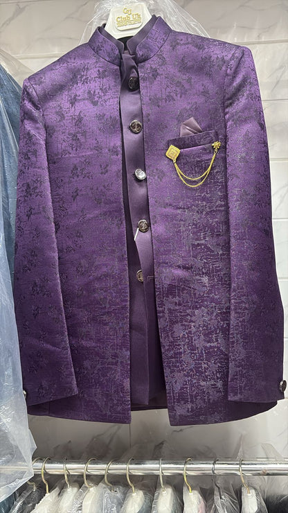 Men's Jodhpuri Purple Suit With Pant