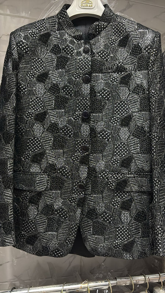 Men's Jodhpuri Black Velvet  Suit With Pant