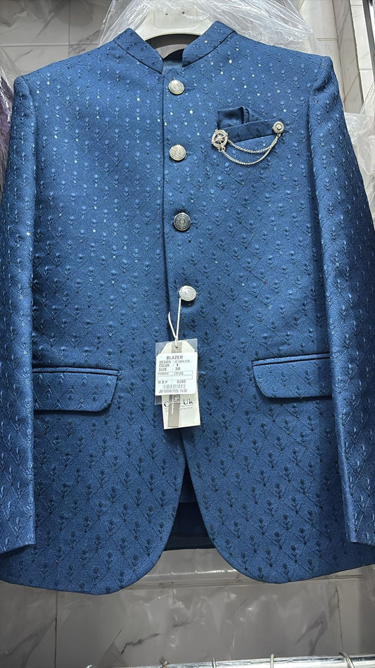 Men's Jodhpuri Velvet Light blue Suit With Pant