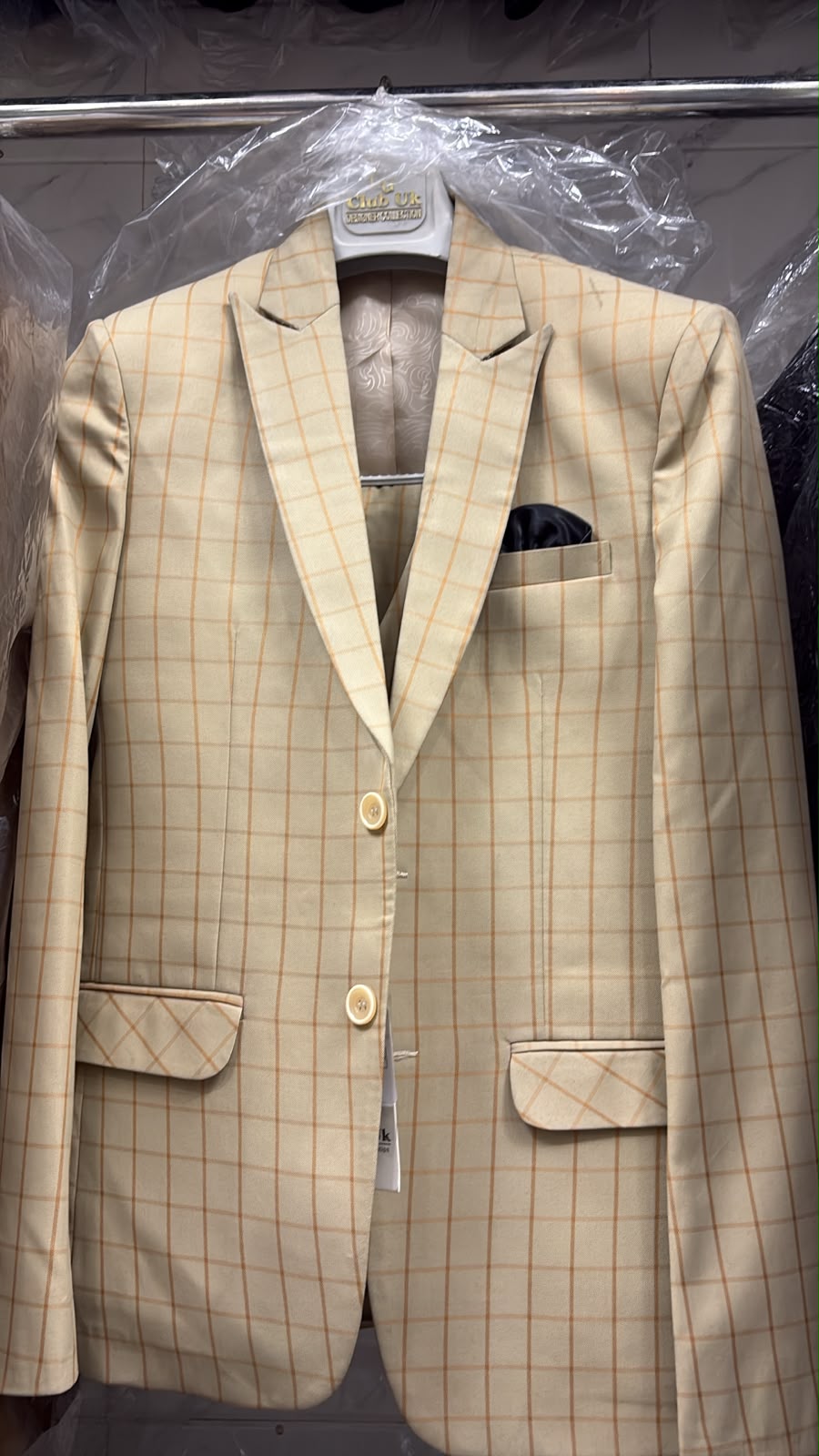 Men's Beige Checkered 3 Piece Suit | Premium Blazer, Waistcoat & Trouser Set for Wedding, Reception & Formal Wear