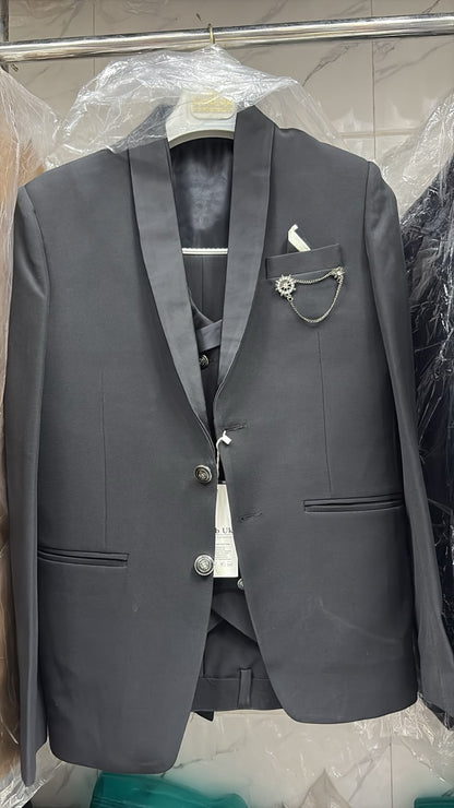 Men's Party Wear Black 3 Piece Suit | Premium Formal Collection