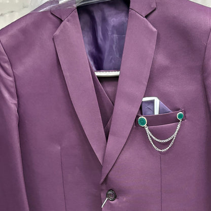 Club AK Premium Purple 3 Piece Suit for Men | Wedding & Party Wear