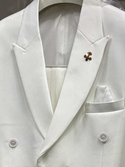 Club AK Premium White Double Breasted Blazer for Men | Luxury Wedding Wear
