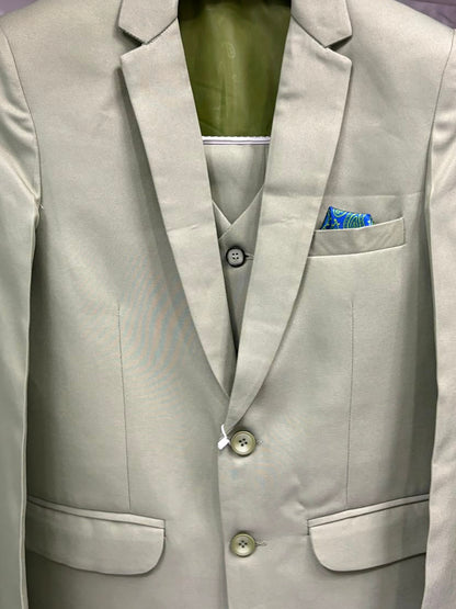 Club AK Men's Elegant Sage Green Three Piece Suit for Men with Blazer, Waistcoat and Formal Pants | Premium Wedding Wear