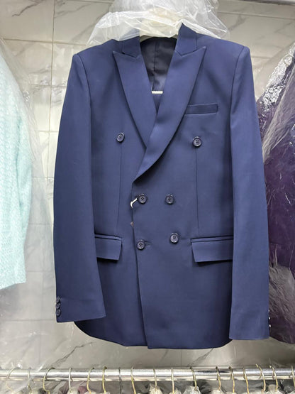 Club AK Men's Premium Navy Blue Double Breasted 2 Piece Suit | Formal Wedding & Party Wear