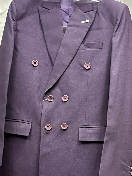 Club AK Men's Premium Purple Double Breasted 2 Piece Suit | Formal Wedding & Party Wear