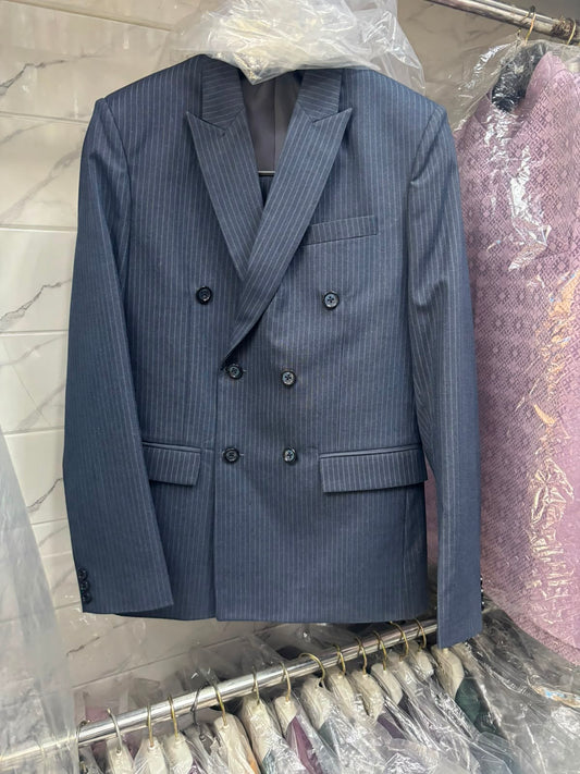 Club AK Men's Luxury Double Breasted Pinstripe Suit for Party and Business Meetings