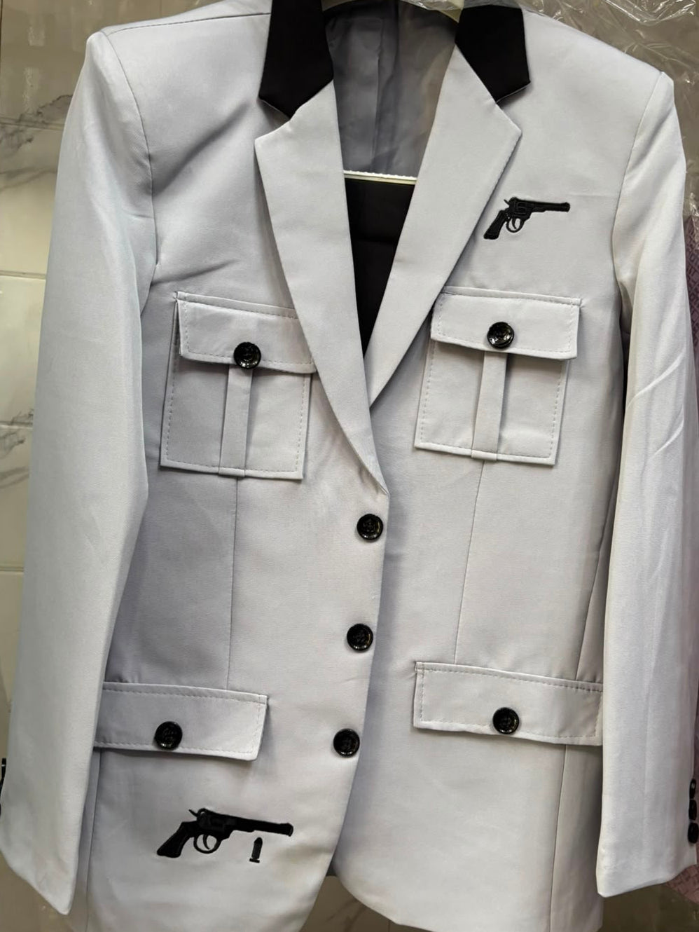 Club AK Premium White Designer Blazer and Black Pant Set for Men