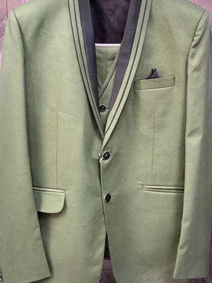 Club AK Luxury Three Piece Suit Set in Sage Green for Men