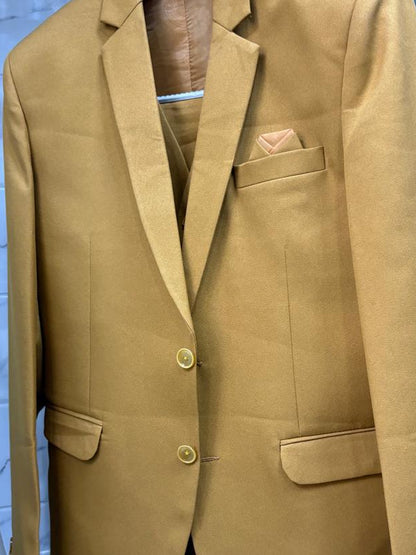 Club AK Men's Premium Camel Brown Three Piece Suit Set with Designer for Wedding, Reception & Party Wear