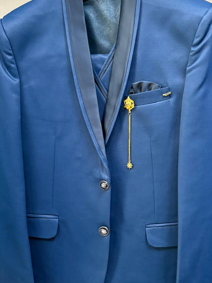 Club AK Men's Premium Royal Blue Three Piece Suit for Wedding, Reception & Party Wear