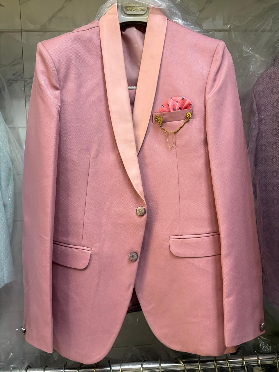 Club AK Pink Wedding Wear Suit Set for Men